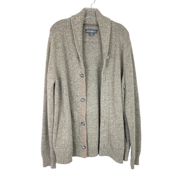 Eddie Bauer Men's Wool Blend Cardigan Sweater Size XL Brown Shawl Neck - Picture 2 of 6